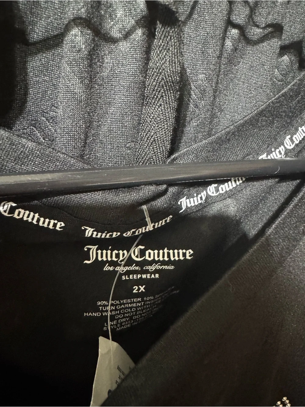 Juicy Couture Black Rhinestone Logo Women's Top - Picture 3 of 3